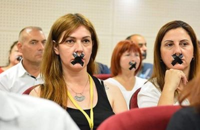 Photo of Turkish Cypriot journalists from an earlier protest