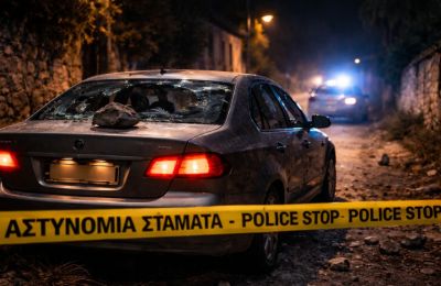  Police in Limassol investigate after vehicle suffers extensive damage. Image is AI