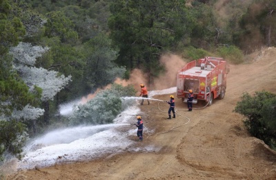Chinook helicopter joins Cyprus firefighting crews as authorities prepare for summer wildfire season. Photo credit: @BritishBasesCyprus Facebook