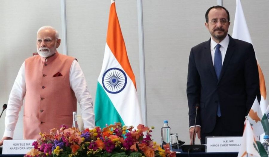 Modi and Christodoulides during the PM's state visit to Cyprus
