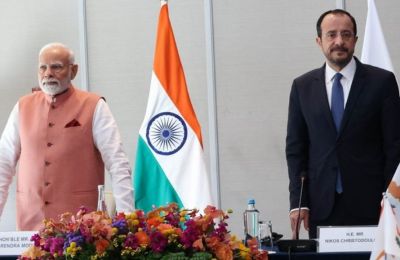 Modi and Christodoulides during the PM's state visit to Cyprus