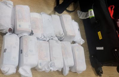 Authorities confiscated the undeclared money following an inspection by customs officers. Photo credit: Cyprus Customs & Excise Department