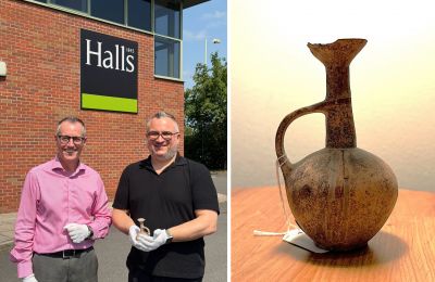 The artifact was voluntarily pulled from sale and handed over to diplomatic staff in London following cooperation from the auction house. Photo credit: @DEPARTMENTOFANTIQUITIES Facebook