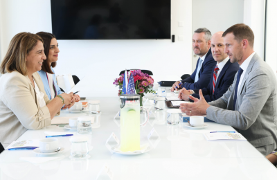 Pictured: Irene Piki and Rob Law, undersecretary for strategic policy and planning at the US Department of Homeland Security