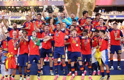 Photo of Spanish Team at World Cup Final, courtesy FIFA on X.
