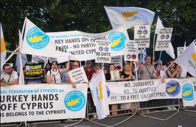 Rally marks 52 years since the 1974 military invasion. Photo credit: Lucy North/PA Wire via The Independent