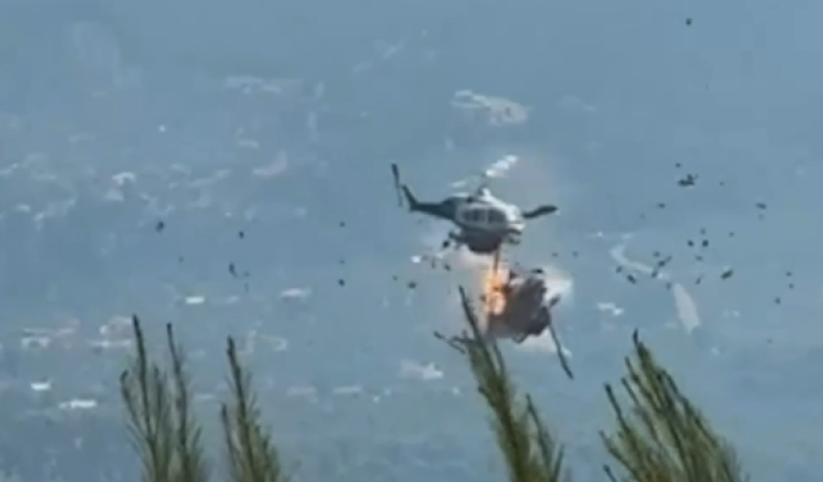 Two firefighting helicopters collide mid-air battling wildfire (see video)