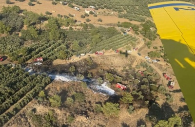 Ground crews, aerial resources, heavy machinery and volunteers worked together after the fire began during beekeeping activities.