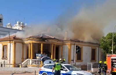 Cause of blaze to be investigated by fire service and police. Photo screen captured from @nicolas.ioannides.90 Facebook video