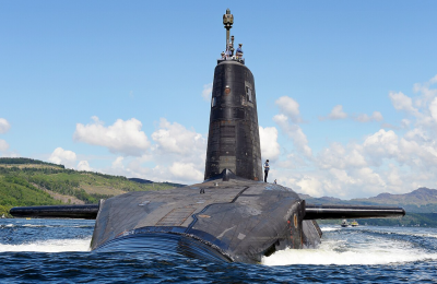 HMS Victorious, a Trident missile–armed Vanguard-class submarine. Photo courtesy Wikipedia
