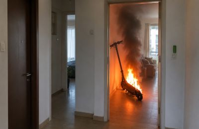 Residents evacuated safely as firefighters tackle blaze. Image is AI