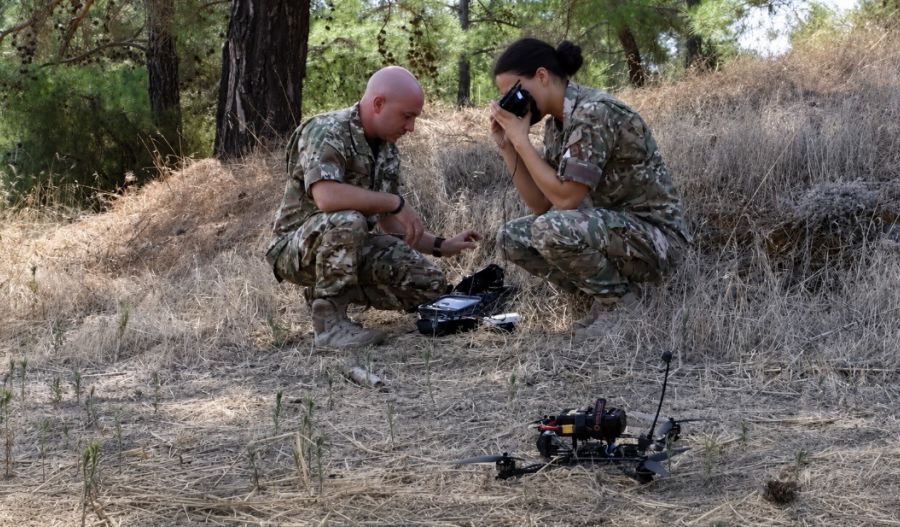 New laboratory focuses on sUAV and FPV systems. Photo is screen captured from @NationalGuardCY Facebook video