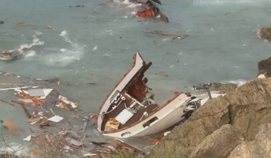 Photo from Saturday's boat wreckage in Cavo Greco