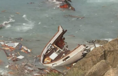 Photo from Saturday's boat wreckage in Cavo Greco