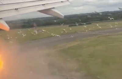 Plane landed safely in Cardiff as emergency crews responded to the incident. Photo credit: Media Cardiff via Liverpool Echo