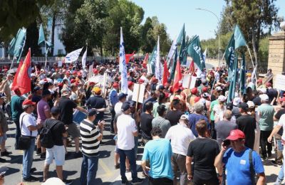 File photo of previous hourly paid workers strike in Nicosia