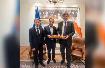 FIDE President Timur Turlov and Freedom24 CEO Evgenii Tiapkin Meet President of Cyprus Nikos Christodoulides