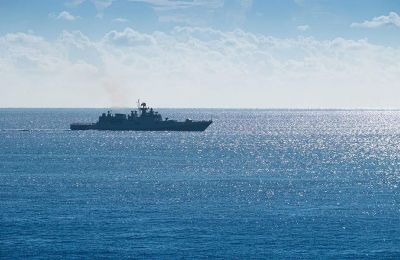 File photo of a Turkish warship in the East Med.