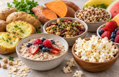 You don't have to cut carbs to lose body fat. Choosing nutritious foods, watching portion sizes, and maintaining a balanced diet can make all the difference. Image is AI